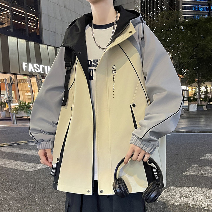 Herren Übergangsjacke mit verstellbarem Kapuzenkragen und funktionalen Taschen Aliams