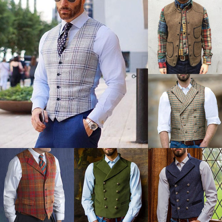 Herren elegante Weste mit doppelter Knopfleiste und klassischem Schnitt Aliams