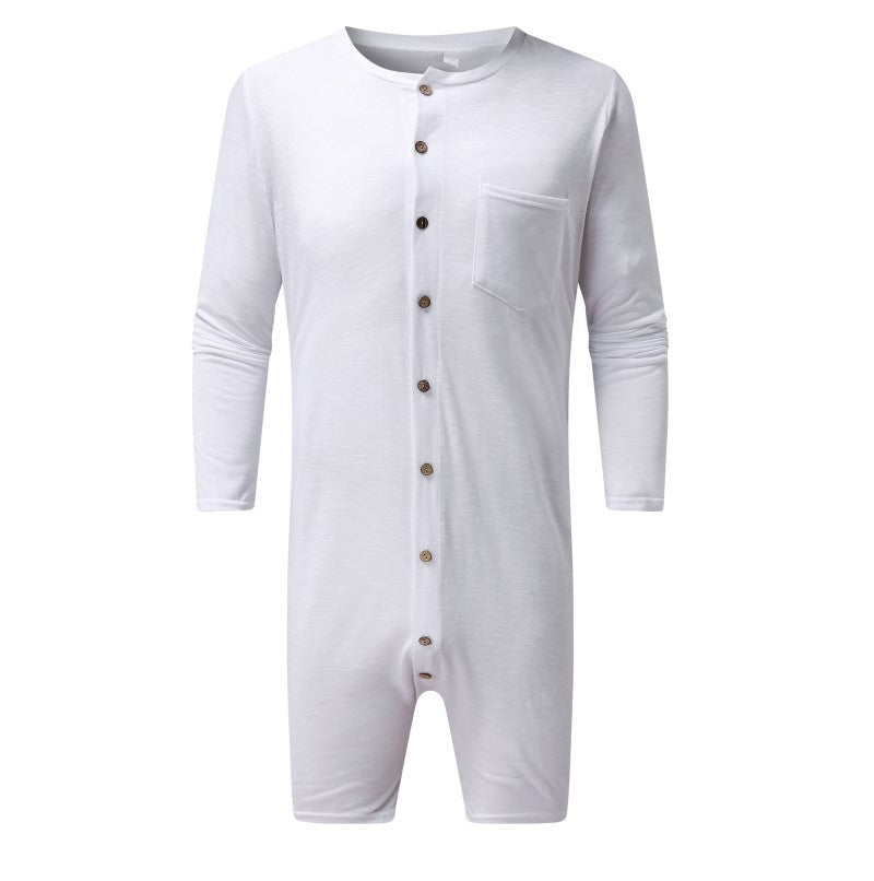 Damen Langarm Overall mit Knopfleiste und praktischer Brusttasche Aliams