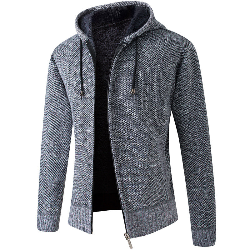 Herren gemütliche Strickjacke mit Kapuze Aliams