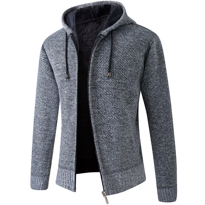 Herren gemütliche Strickjacke mit Kapuze Aliams