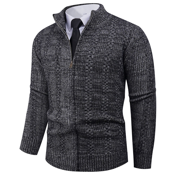 Herren Strickpullover mit Stehkragen und durchgehendem Reißverschluss Aliams