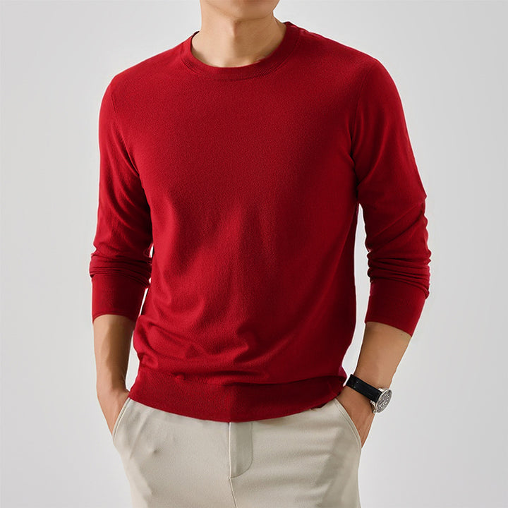 Herren Klassischer Rundhalspullover aus feiner Wolle Aliams