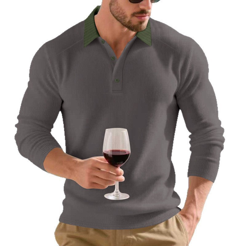 Herren Poloshirt mit strukturiertem Kragen und langen Ärmeln Aliams