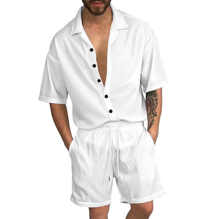 Herren Freizeit-Set mit lässigem Kurzarmhemd und elastischen Shorts Aliams