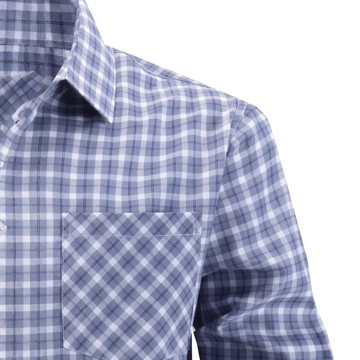 Herren kariertes Langarmhemd mit modernem Schnitt und Brusttasche Aliams