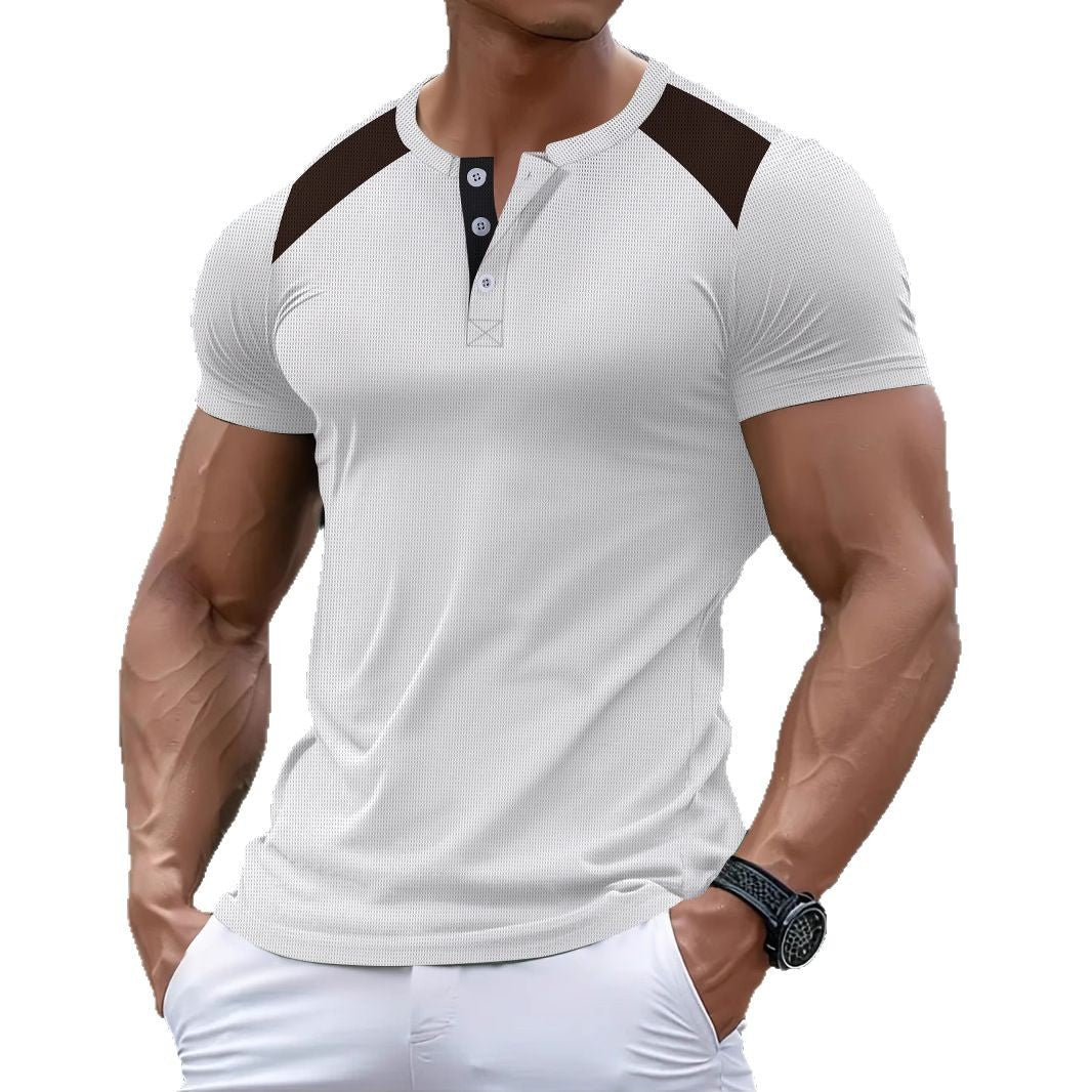 Herren Freizeit Henley-Shirt mit Mesh-Details Aliams