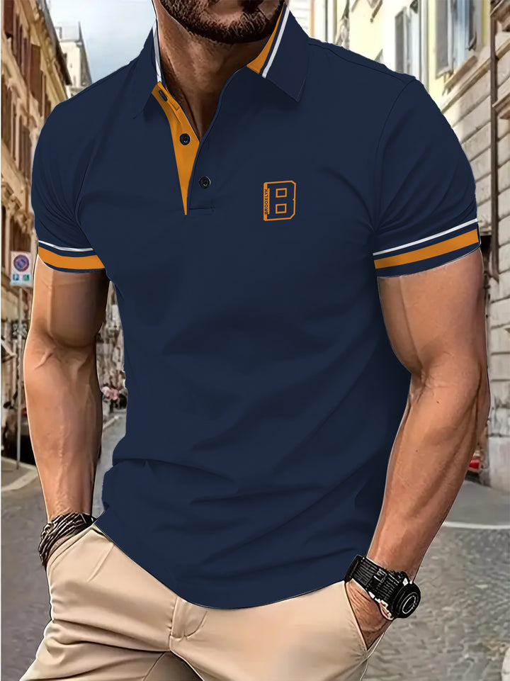 Herren Kurzarm Poloshirt mit modischen Kontrastdetails Aliams