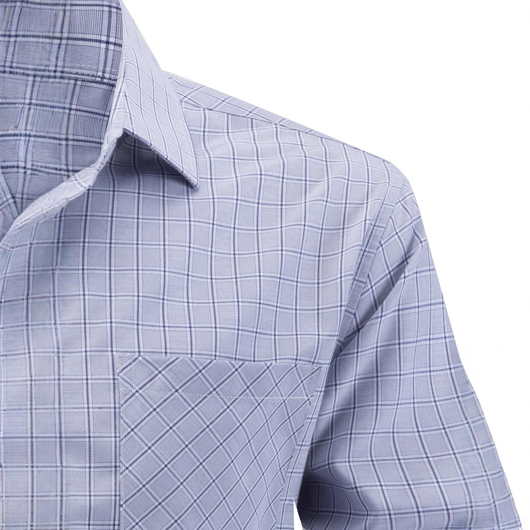 Herren kariertes Langarmhemd mit Brusttasche Aliams