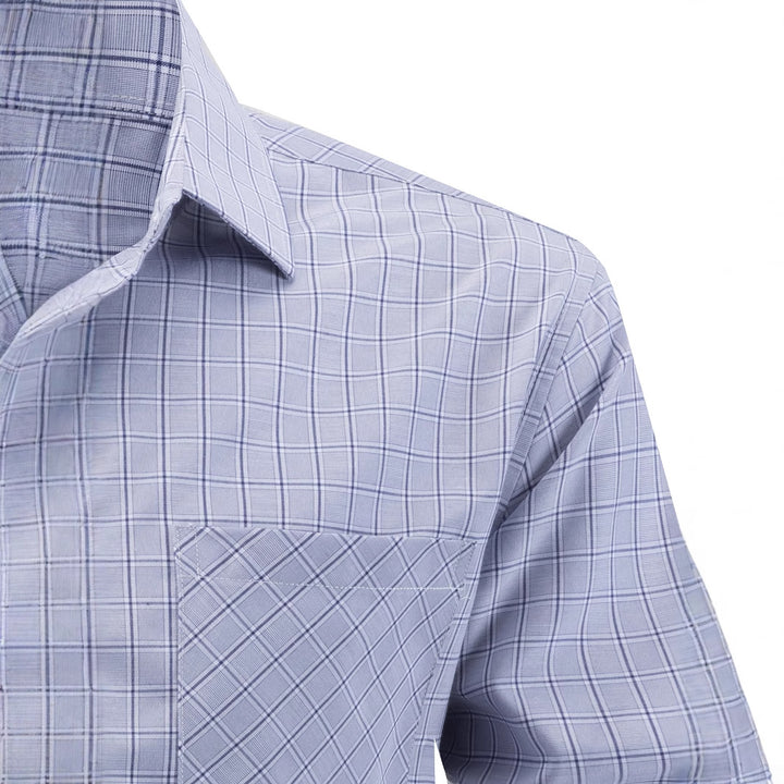 Herren kariertes Langarmhemd mit Brusttasche Aliams