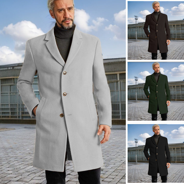 Herren Eleganter Langmantel mit modischen Knöpfen und hochwertigem Stoff Aliams