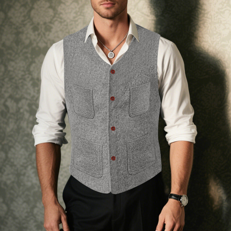 Herren klassische Weste mit praktischen Taschen und modischen Details Aliams