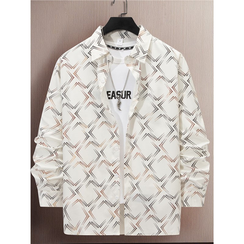 Herren elegantes Langarmhemd mit modernem Muster und atmungsaktiver Oberfläche Aliams