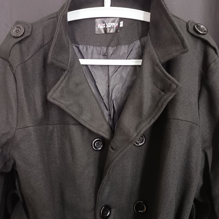 Herren eleganter Melton-Mantel mit stilvollem Gürtel Aliams