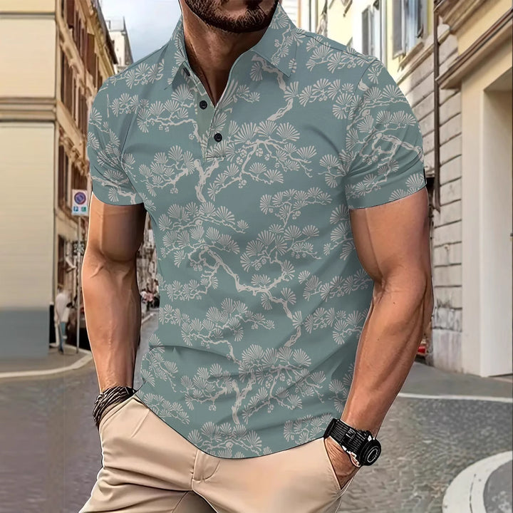 Herren Kurzarm Polohemd mit floralem Design Aliams