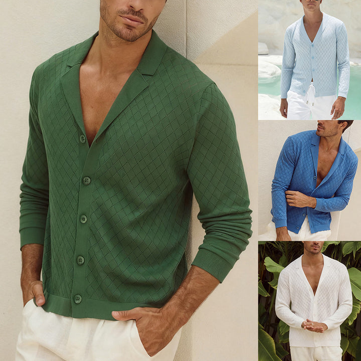 Herren elegante Strickjacke mit hochwertigem Muster Aliams