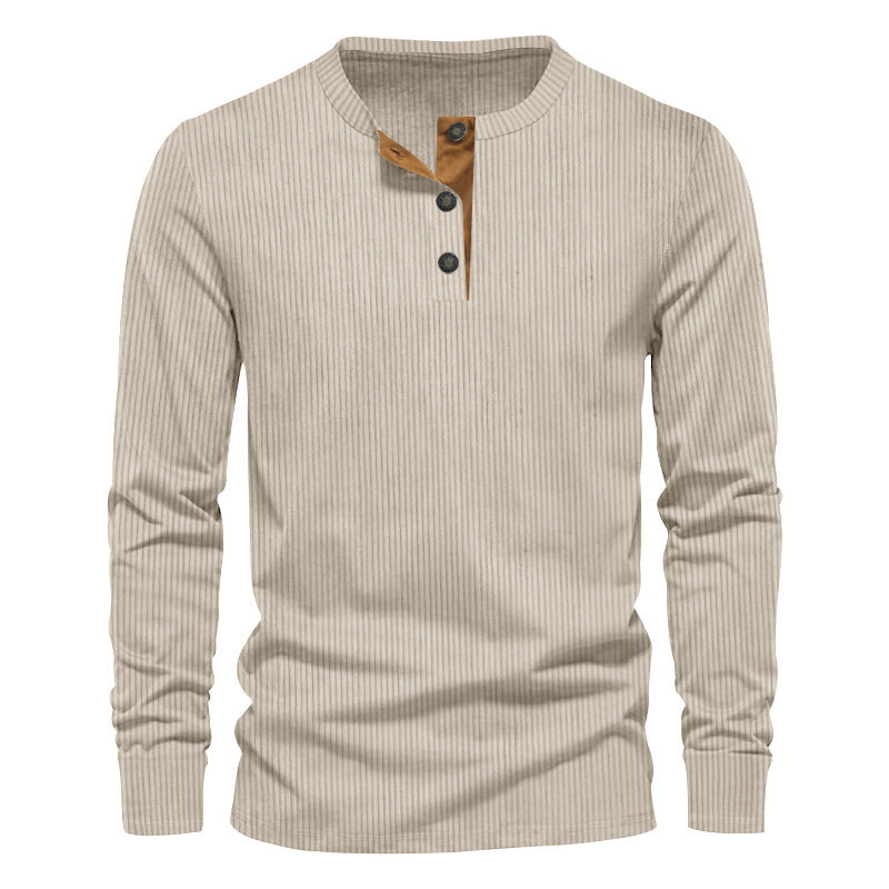 Herren Langarm-Henley-Shirt mit strukturierter Oberfläche und modischen Knopfdetails Aliams