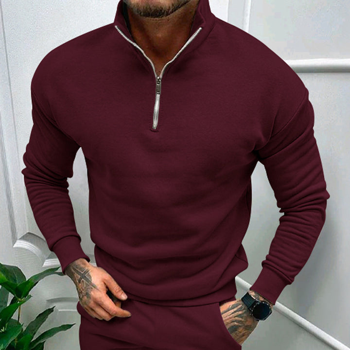 Herren Sweatshirt mit halbem Reißverschluss und elastischen Bündchen Aliams