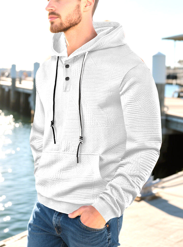 Herren Kapuzenpullover mit strukturierter Oberfläche und Knopfleiste Aliams