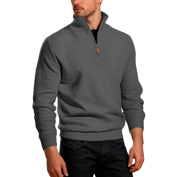 Herren Strickpullover mit hohem Kragen und Reißverschluss Aliams