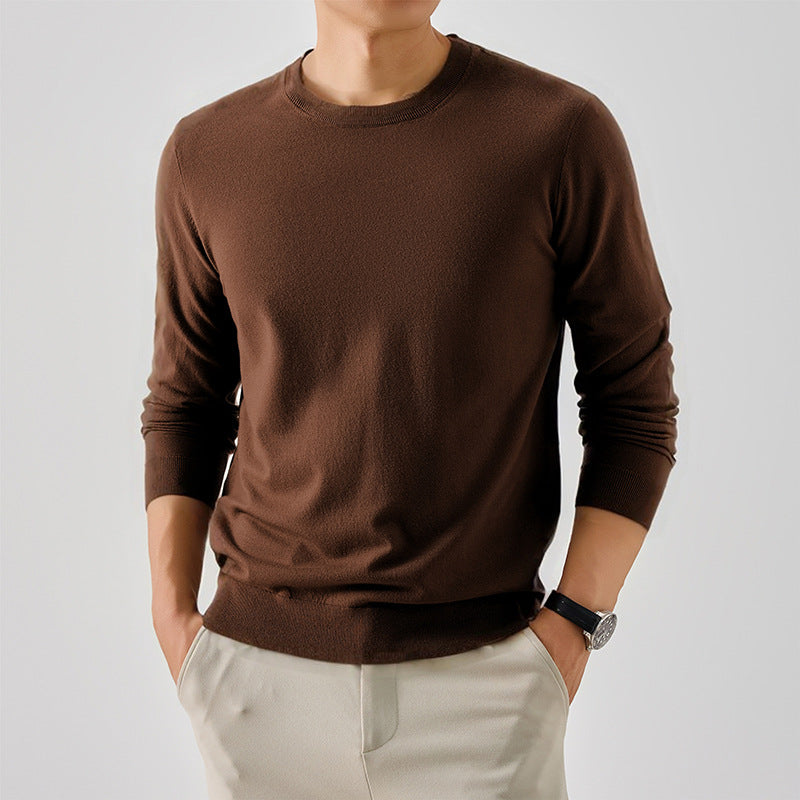 Herren Klassischer Rundhalspullover aus feiner Wolle Aliams