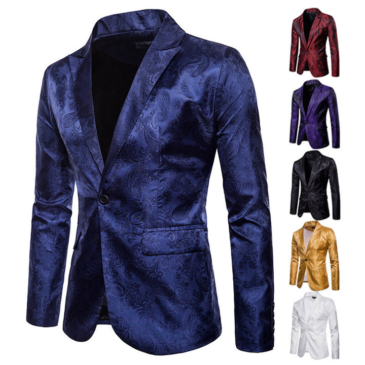 Herren eleganter Jacquard Blazer mit floralem Muster und schimmerndem Finish Aliams