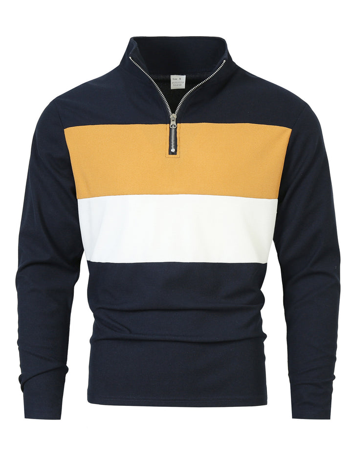 Herren Zip-Pullover mit modischem Farbschnitt und komfortablem Style Aliams