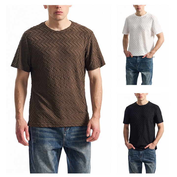 Herren T-Shirt mit strukturiertem Muster und lässiger Passform Aliams