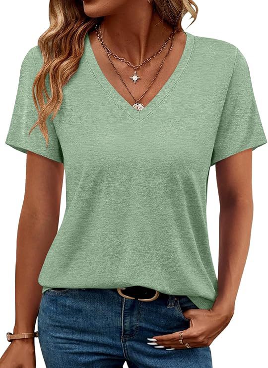 Damen V-Ausschnitt T-Shirt Aus Weichem Single Jersey Aliams