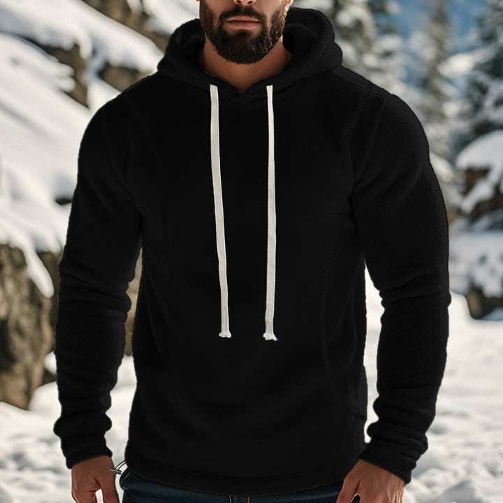 Herren weicher Fleece-Hoodie mit Schneeschutz und kontrastierenden Säumen Aliams