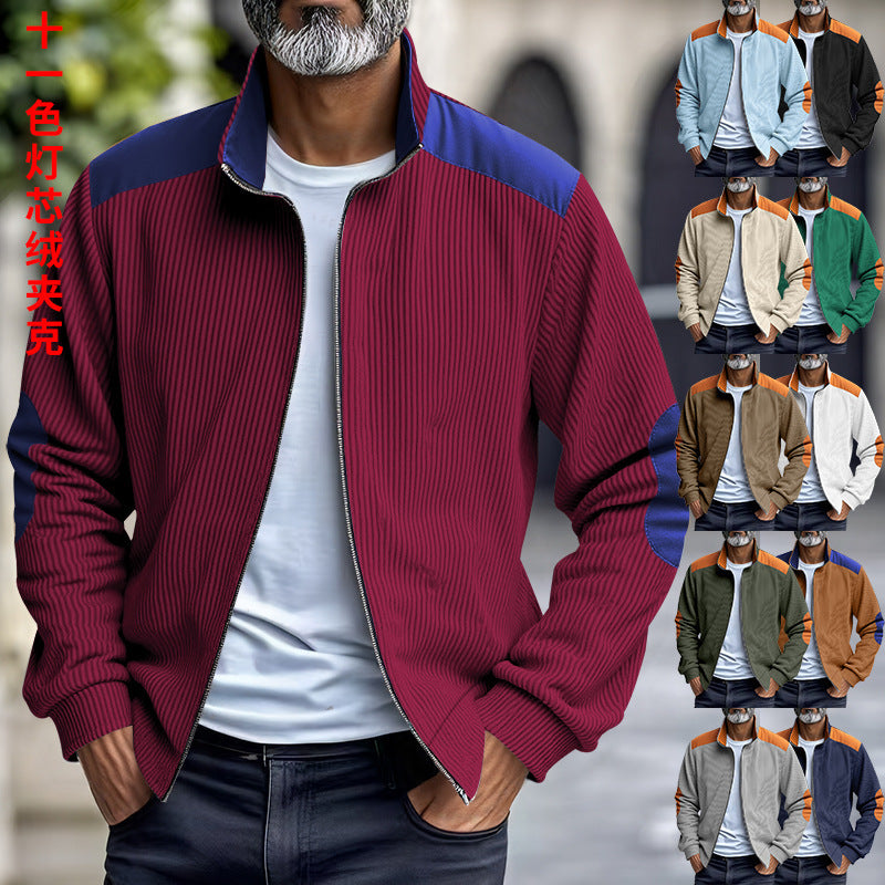 Herren sportliche Jacke mit strukturierten Ärmeln und Stehkragen Aliams