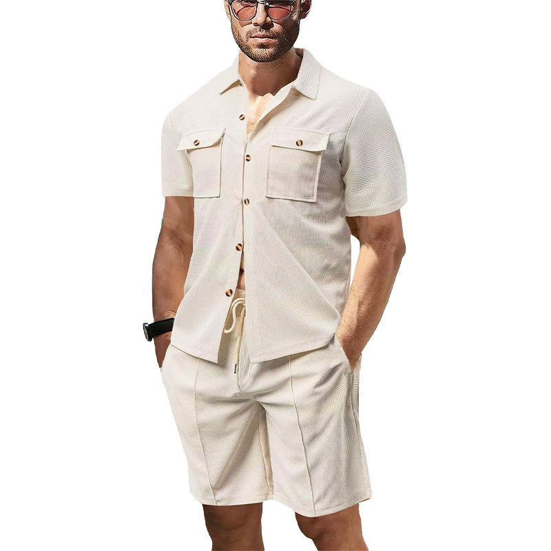 Herren Kurzarm-Hemd und lässige Shorts im modernen Design Aliams