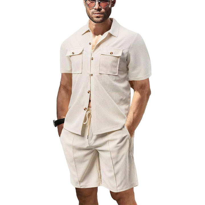 Herren Kurzarm-Hemd und lässige Shorts im modernen Design Aliams