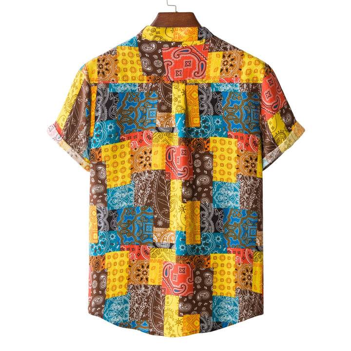 Herren Kurzarmhemd im kreativen Patchwork-Design Aliams