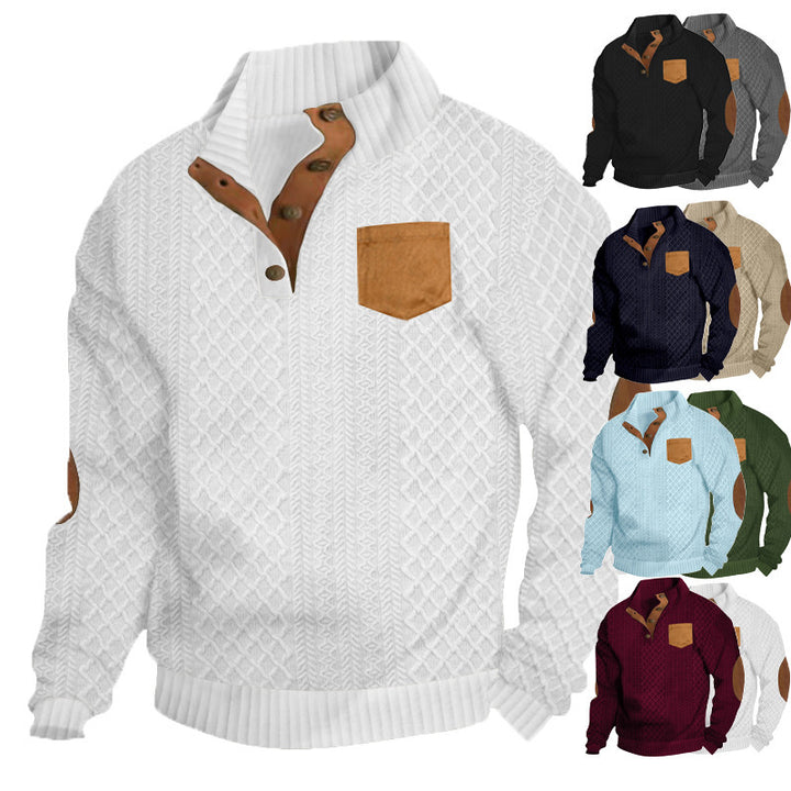 Herren Grobstrick Pullover mit modernen Leder-Details Aliams