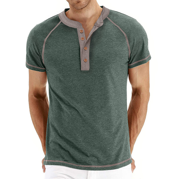 Herren Kurzarm-Henley-Shirt mit kontrastierenden Details und bequemer Passform Aliams