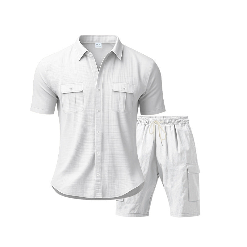 Herren Freizeit-Outfit mit lässigem Hemd und praktischen Cargo-Shorts Aliams