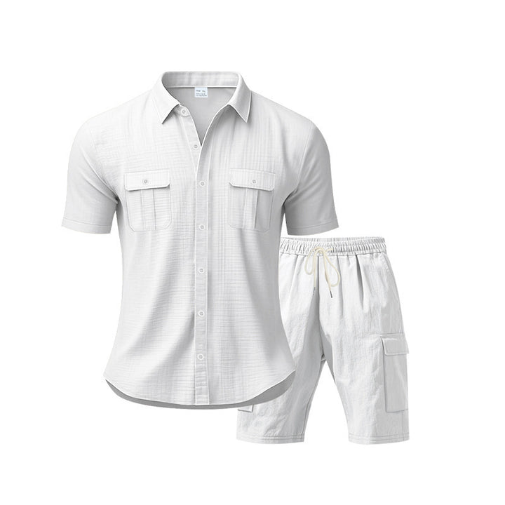 Herren Freizeit-Outfit mit lässigem Hemd und praktischen Cargo-Shorts Aliams