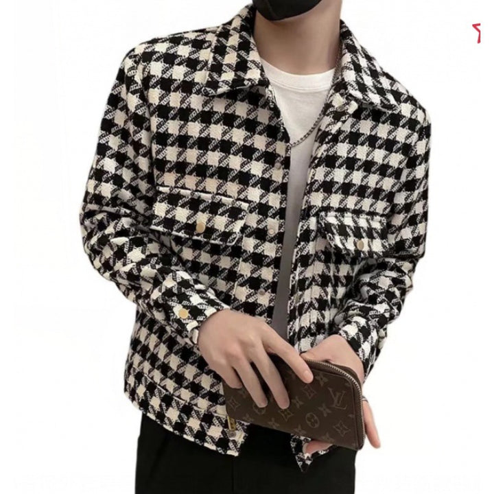 Herren Karierte Denimjacke im modernen Schnitt Aliams