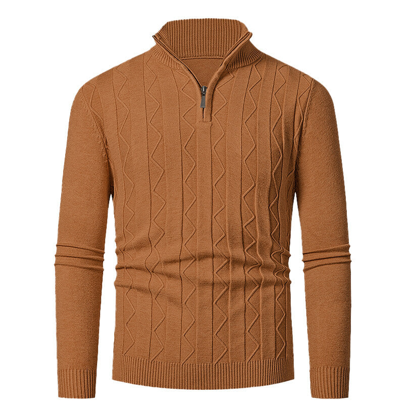 Herren Strickpullover mit stylischem Reißverschluss und Zopfmuster Aliams