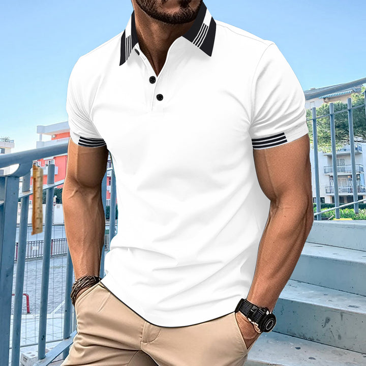 Stylisches Kurzarm-Polohemd für Herren mit Kontrastbesatz Aliams