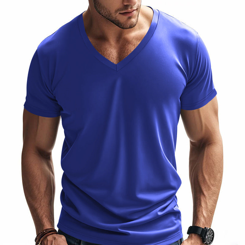 Herren Sportliches Kurzarm-T-Shirt mit V-Ausschnitt und funktionalem Mesh-Gewebe Aliams