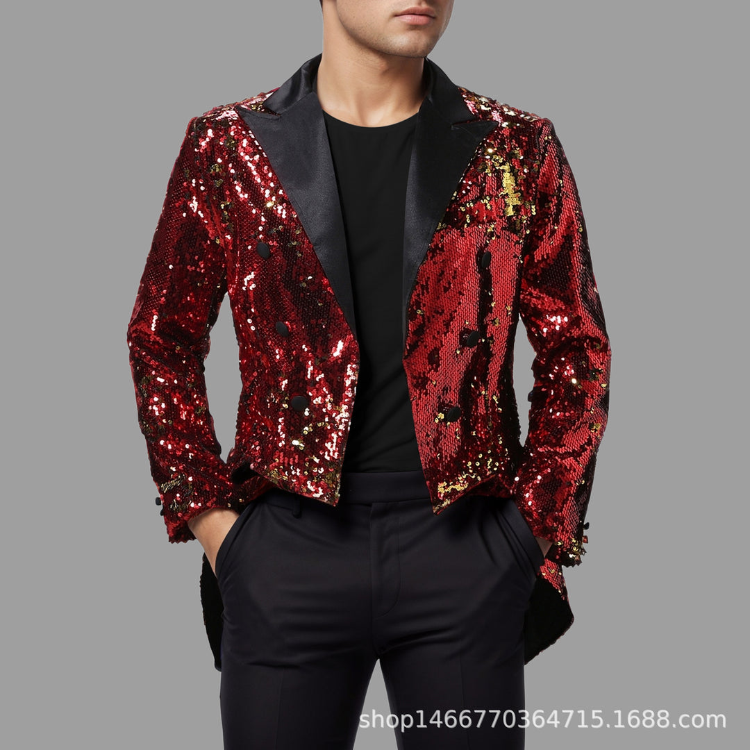 Herren extravaganter Pailletten-Jacket mit satinierter Bauweise Aliams