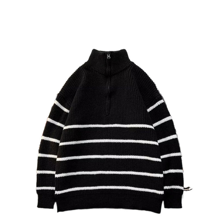 Herren Grobstrickpullover mit hohem Kragen und praktischem Reißverschluss Aliams