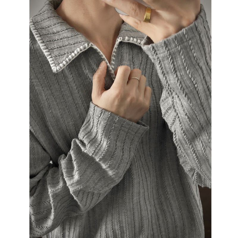 Herren Pullover mit lässigem strukturiertem Design und modischem Kragen Aliams