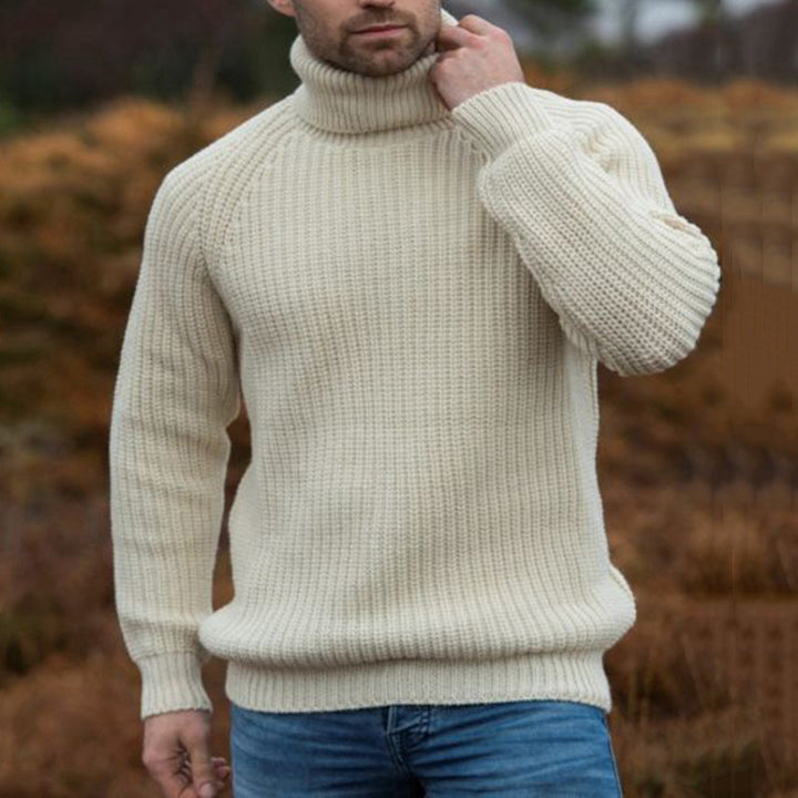 Herren Grobstrick-Pullover mit hochklappbarem Rollkragen Aliams