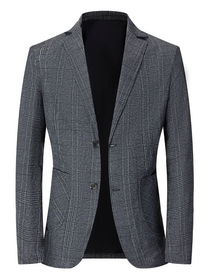 Herren eleganter Blazer mit modernem Karomuster und praktischen Taschen Aliams
