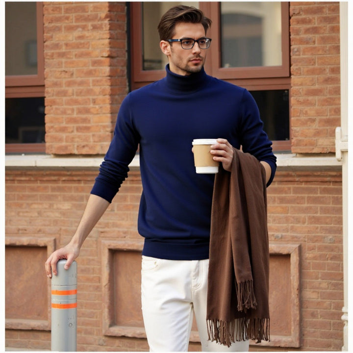 Herren Eleganter Rollkragenpullover aus feiner Wolle Aliams