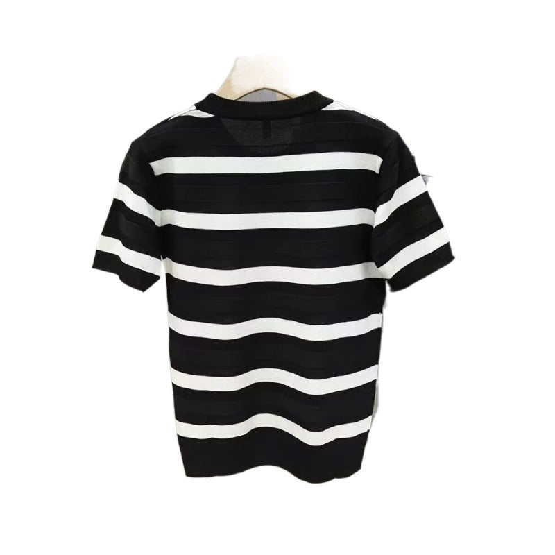 Herren Kurzarm T-Shirt mit modernem Streifenmuster Aliams