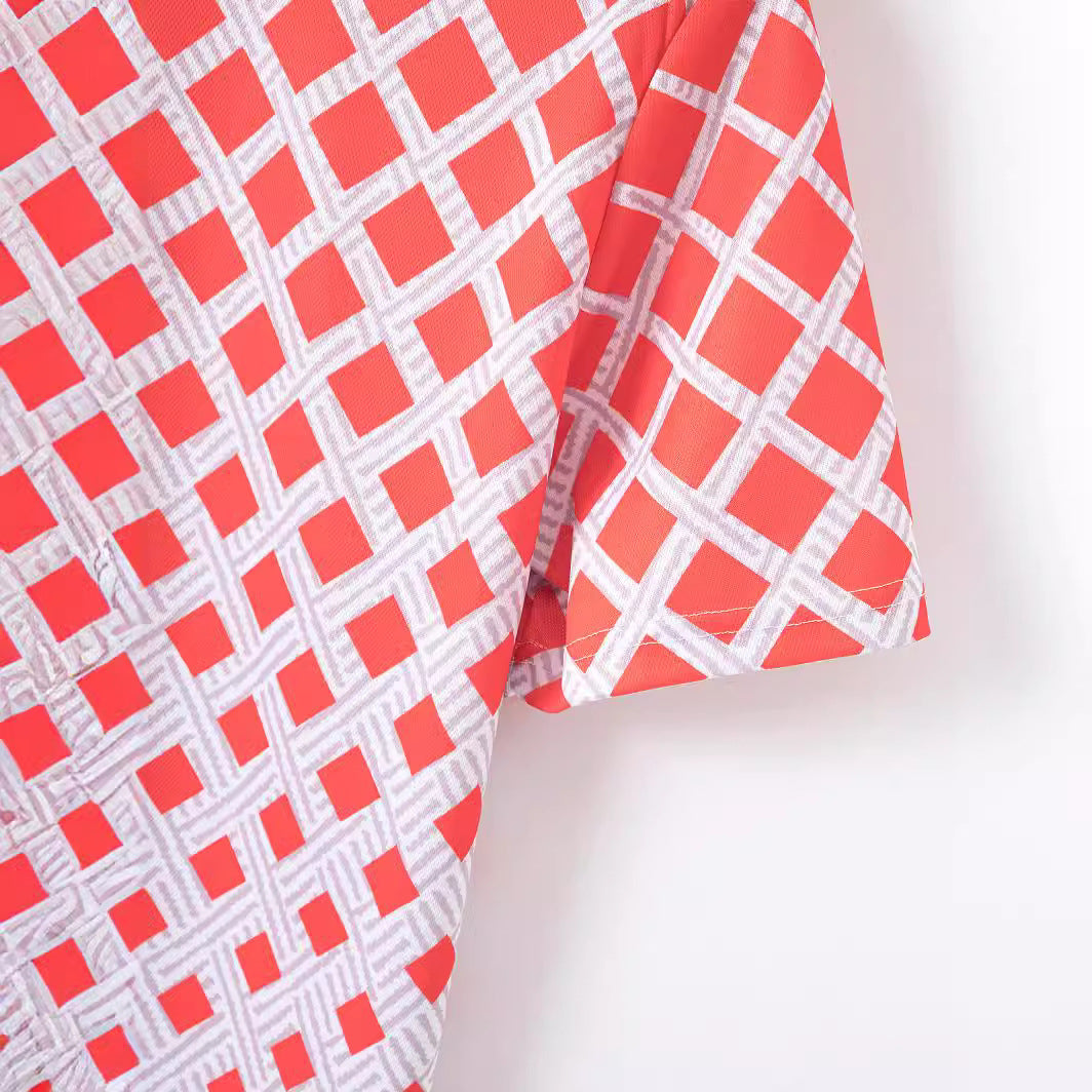 Herren Sportliches Kurzarmset mit Reißverschluss und modernem Muster Aliams